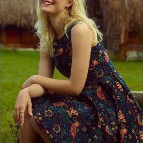 NWOT ANTHROPOLOGIE EVA FRANCO LARKSONG BIRD CORDUROY DRESS SZ 4 - Picture 2 of 11